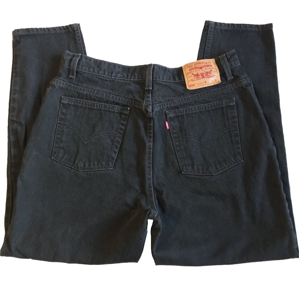 Vintage Levi's 550 Relaxed Fit Tapered Leg black Jeans size 16S